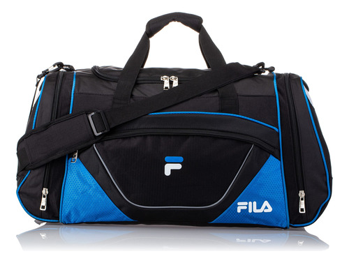 Bolsa De Lona Deportiva Fila Acer 63cm. Negro Azul