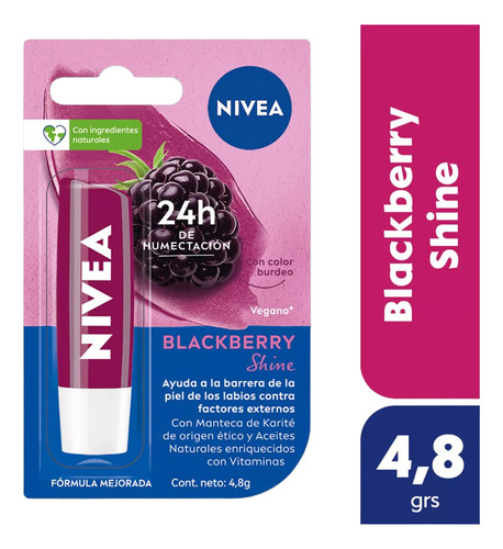 Protector Labial Humectante Nivea Blackberry Shine 4,8 Grs