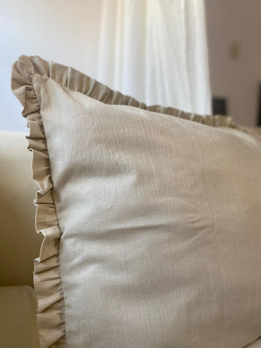 Funda De Almohada Con Volados 90x50 Cm Kingsize Color Arena