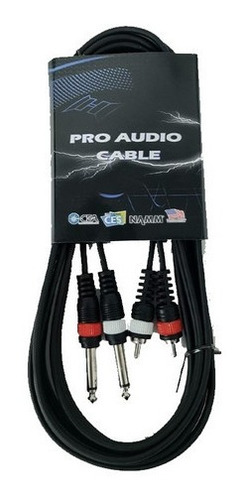 Imagen 4 de 7 de Cable Profesional Rca A 2 Plug Mono Pro Audio 3,6 Mts Negro