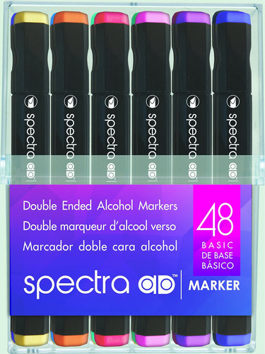 Ad Marker Chartpak Spectra, Tri-nib Y Brush Dual-tip, 48 1