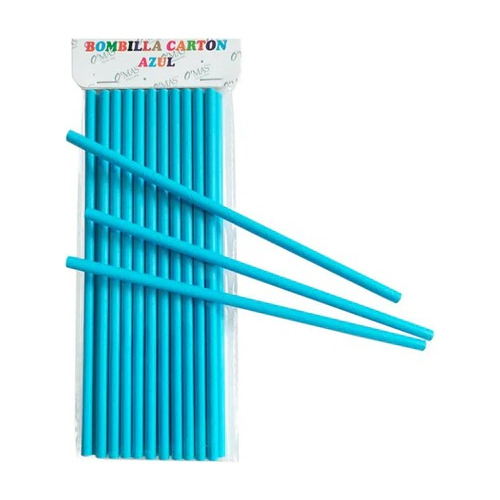 Bombilla Carton Azul 6*19cm |25 Unid