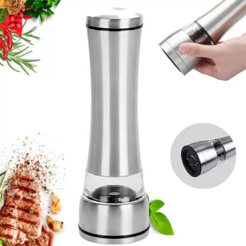 Yab - Kit 2 Moedor Triturador Pimenta Sal Temperos Especiarias Em Aço Inox Gourmet Manual Cozinha C/ Tampa Premium