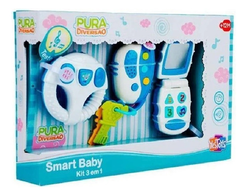 Kit Smart Baby 3 Em 1 Azul Pura Diversao Yestoys 20074