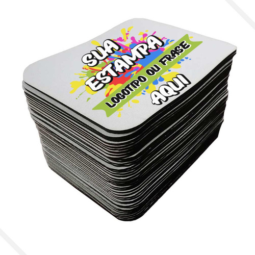 Mouse Pad Personalizado 15x20 Cm Emborrachada 100 Un Cor Branco Desenho Impresso Pesonalizado