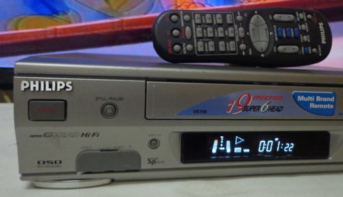 Video Cassete Philips Vr-799 + Controle- Usado - Funcionando Cinza (Usado)