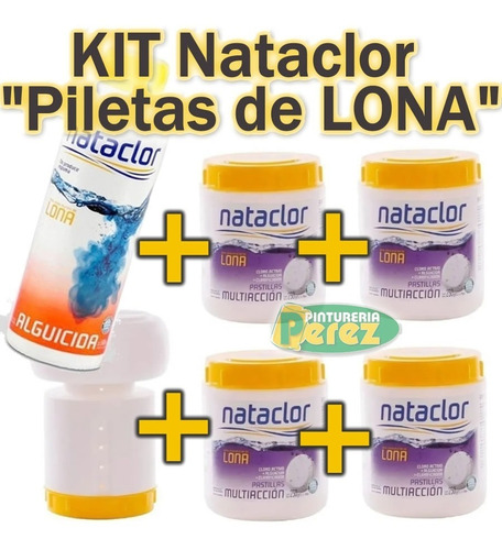 Kit Nataclor Pileta De Lona 20 Pastillas + Boya + Alguicida 