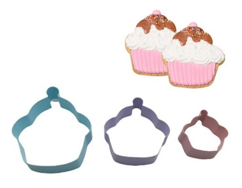 Set Cortadores De Galleta Forma De Cupcakes X3 Piezas