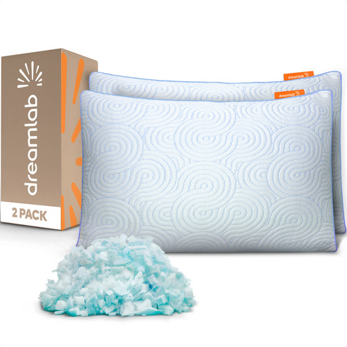 Almohada Memory Foam King Size Dreamlab Polar Cloud 2 Pack, Ajustable, Funda Fría Al Tacto, Hipoalergénica