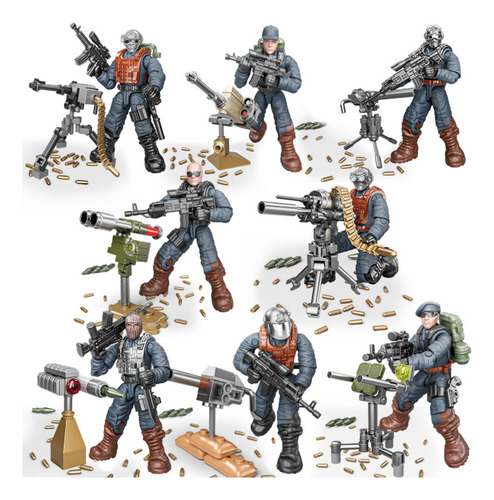 Figuras De Acción De Soldado Articulado From 1:36, 8 Piezas