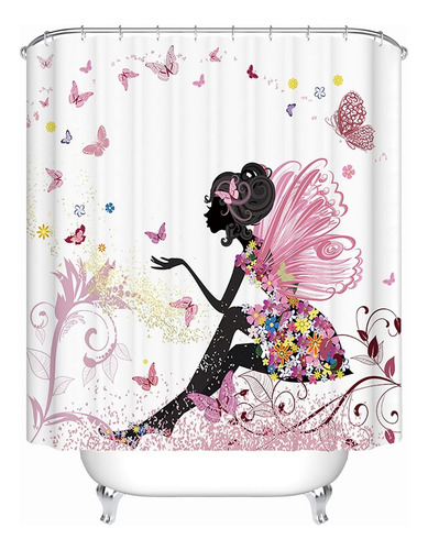 Cortinas De Ducha De Hadas Con Mariposas Flores Rosas