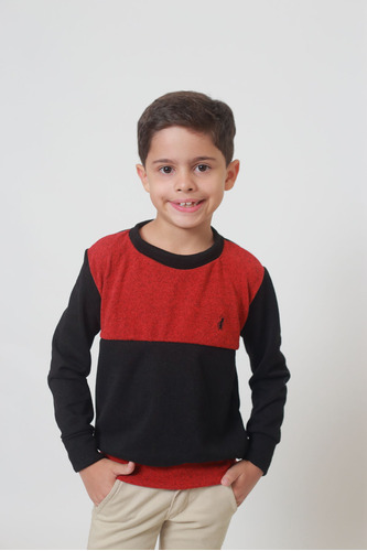 Suéter Infantil Vermelho Com Preto