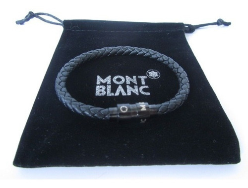 Pulsera En Cuero Y Acero Negro