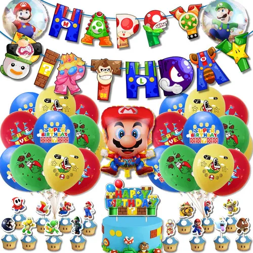 Kit De Globos Y Decoración De Super Mario Bros