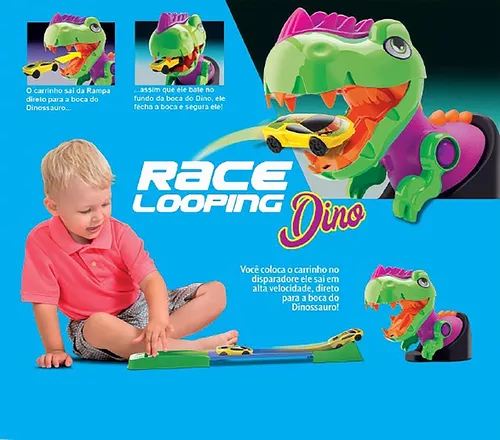 Pista Lançador Brinquedo Infantil Dinossauro Race Looping