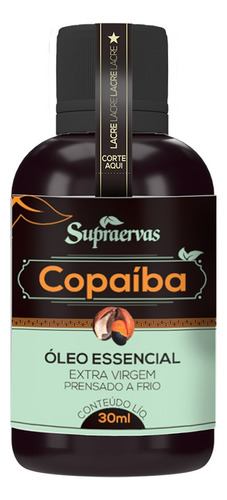 Óleo Essencial De Copaíba 100% Puro E Natural 30ml - Supra