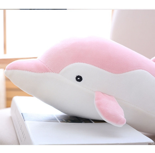 Peluche Almohada De Delfin Felpa Ultra Suave 50 Cm Color Gris