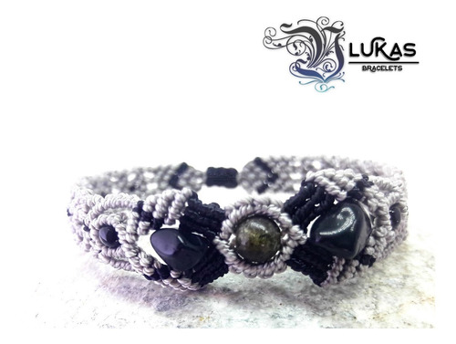 Pulsera Para Hombre/mujer Tejida Con Piedra, Ajustable 1pz