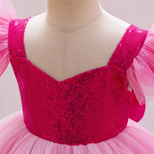 Vestido Tul Con Brillo Princesa Con Lazo Para Niñas