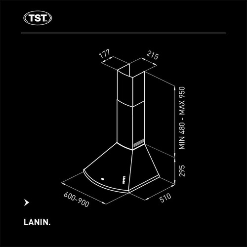 Imagen 4 de 9 de Extractor purificador de cocina TST Lanin ac. inox. de pared 600mm x 295mm x 510mm acero inoxidable 220V