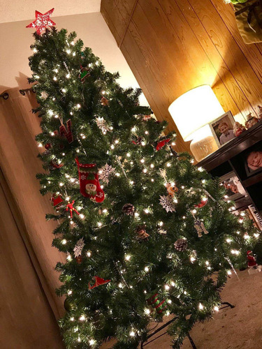 Árbol De Navidad De Abeto Artificial Preiluminado 9 Pies Color Verde