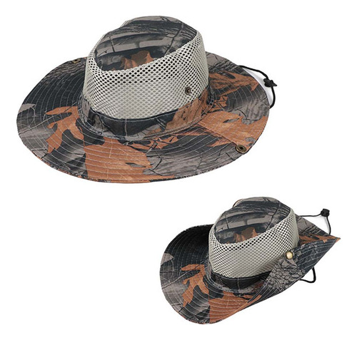 Gorro Boonie De Malla Con Estampado De Hojas, Camuflaje, Tra