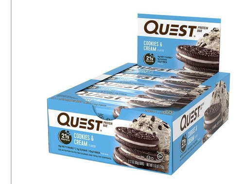 Barra De Proteína Quest Cookies And Cream 60g 12 Unidades