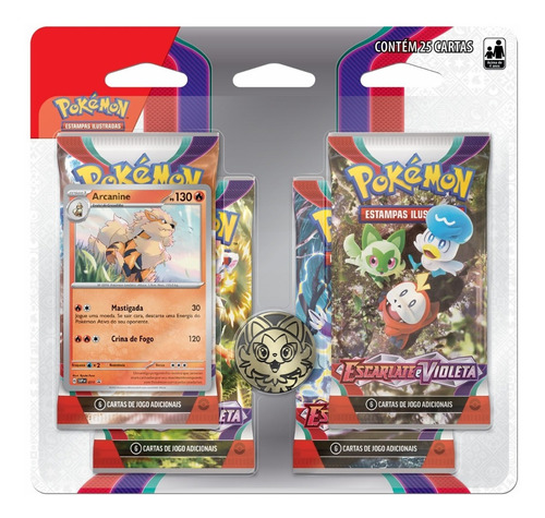 Cartas Pokémon Blister Quádruplo Arcanine C/ 25 Cartas Copag