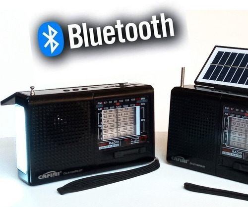 Radio Portátil Recargable Panel Solar Bluetooth Linterna Usb
