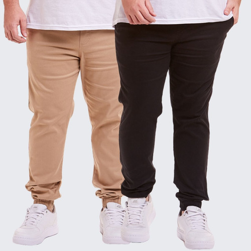 Kit 2 Calça Jeans Sarja Jogger Masculina Plus Size G1 G2 G3