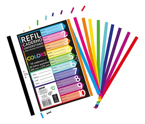 comprar Folhas Fichário Refil A4 Bloco 500 Folhas Coloridas