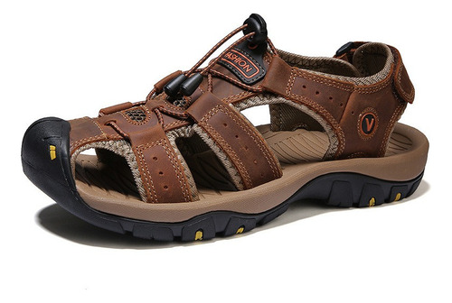 Sandalias For Hombre, Zapatos De Playa De Cuero De Moda Y T