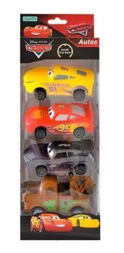 Cars Caja X4 Autitos Pull Back Rayo Mcqueen Mate Mundotoys