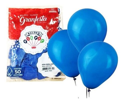 500 Bexiga Balão Liso Grande N° 8 Azul Royal Escuro (10pct)