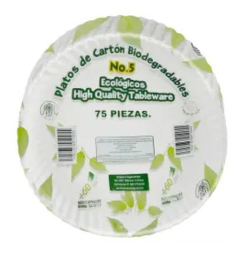 Platos De Cartón Biodegradables Marba Ecológico 75 Pzas