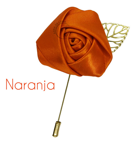 X10 Pza Broches Solapa Fistol Boda Novio Boutonniere Alfiler Naranja Con Hoja
