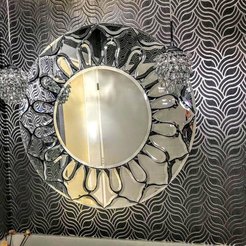 Imagem 3 de 7 de Espelho Decorativo Redondo Veneziano Em Bisote Hall Sala Etc