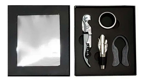 Set Kit Sacacorcho Accesorio Vino Caja Regalo Tapon Cortador