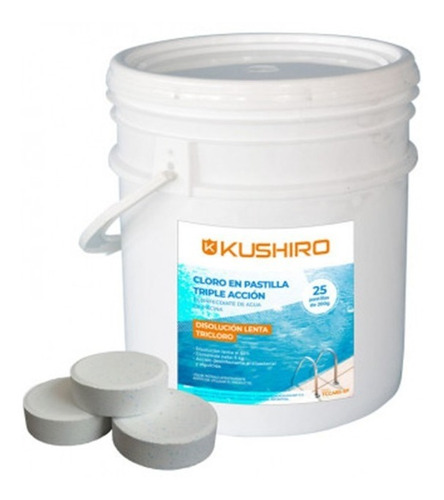 Imagen 2 de 10 de Pastilla Cloro Triple Accion X 5 Kg Pileta Natacion Kushiro