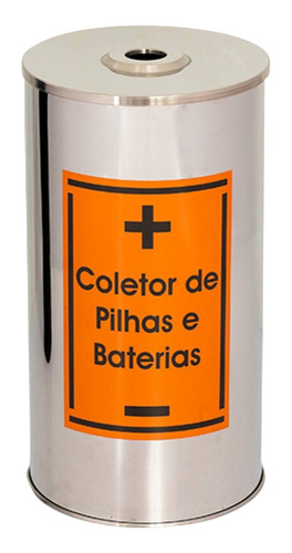 Lixeira De Inox Para Coletar Pilhas E Baterias 30x40 30l Cor Prateado