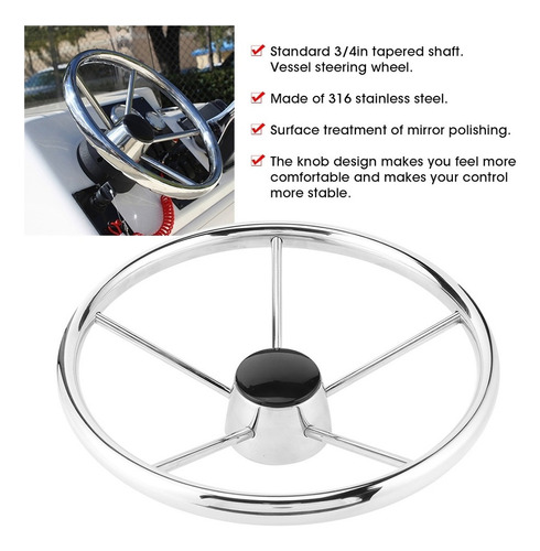 Volante De Acero Para Embarcaciones De 13 1/2 Pulgadas Y 5 R