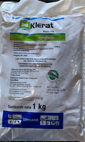 Imagen 1 de 5 de Raticida Klerat Nuevo Envase 1 Kilo