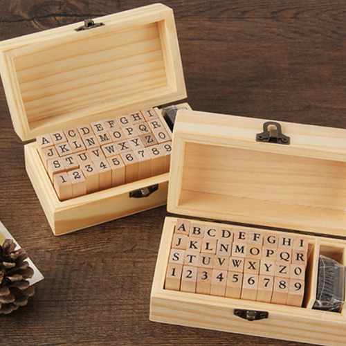 Juego De Sellos Multiusos De Madera Con Letras Y Números Del