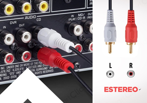 Imagen 6 de 10 de Cable Rca Miniplug Audio Auxiliar Macho 3,5 Mm 1.5 Mts 2x1