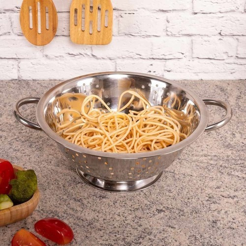Escorredor De Massas Macarrão Inox Com Alças Cozinha 24cm