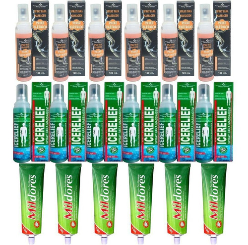 Atacado 6 Spray Icerelief + 6 Peixe Életrico + 6 Mil Dores