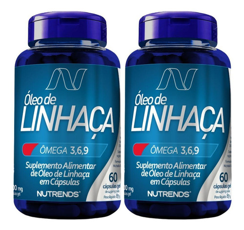 Kit 2x Óleo De Linhaça 1000mg 60 Cápsulas - Nutrends