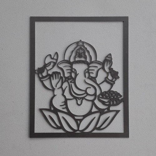 Cuadro Chapa Calado Decorativo Ganesha 