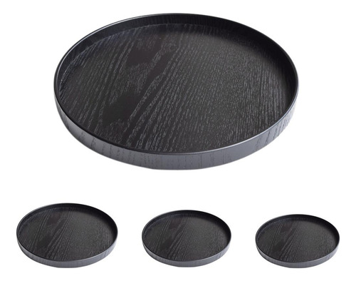 2x Plato Redondo De Madera Bandejas Para Servir Bocadillos