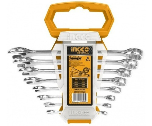 Conjunto de chaves combinadas Ingco Industrial de 8 peças de 6-19 mm